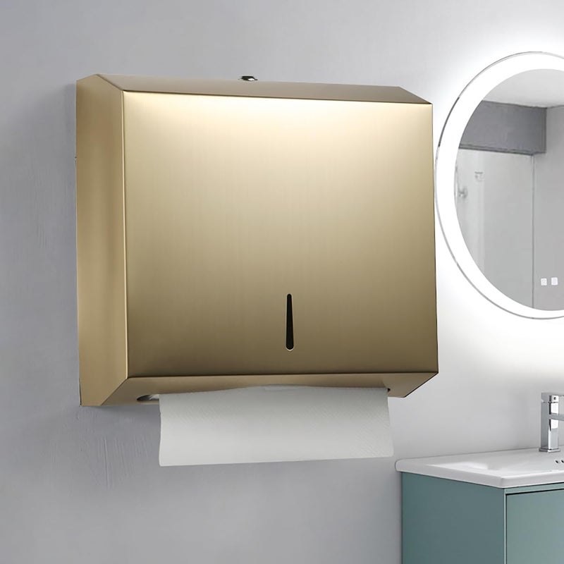 TOBEFORT Comercial Paper Towel Dispenser Wall Mount, Stainless Steel Hand Towel Dispenser with Lock, Trifold/C Fold Paper Towel Holder for Bathroom Kitchen Office Public Places, Large Capacity Tissue Holder - Image 2